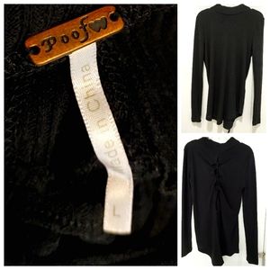 Black, Long Sleeve Tie Back Sweater, L